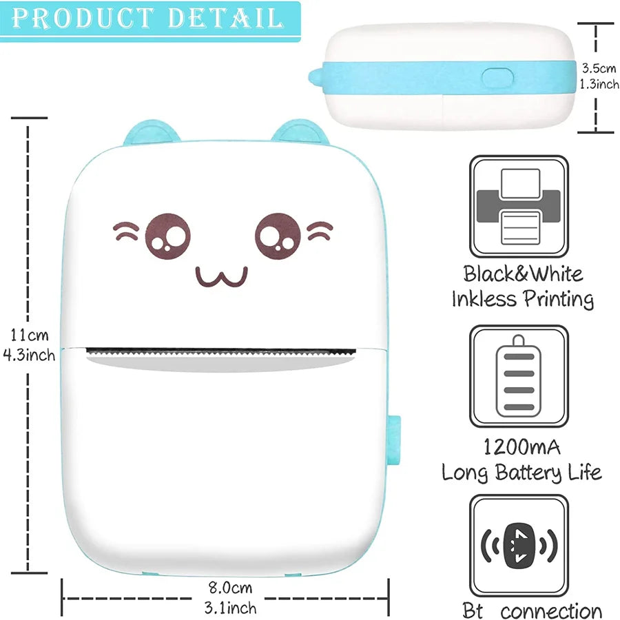 Mini Cat Pocket Inkless Thermal Printer 