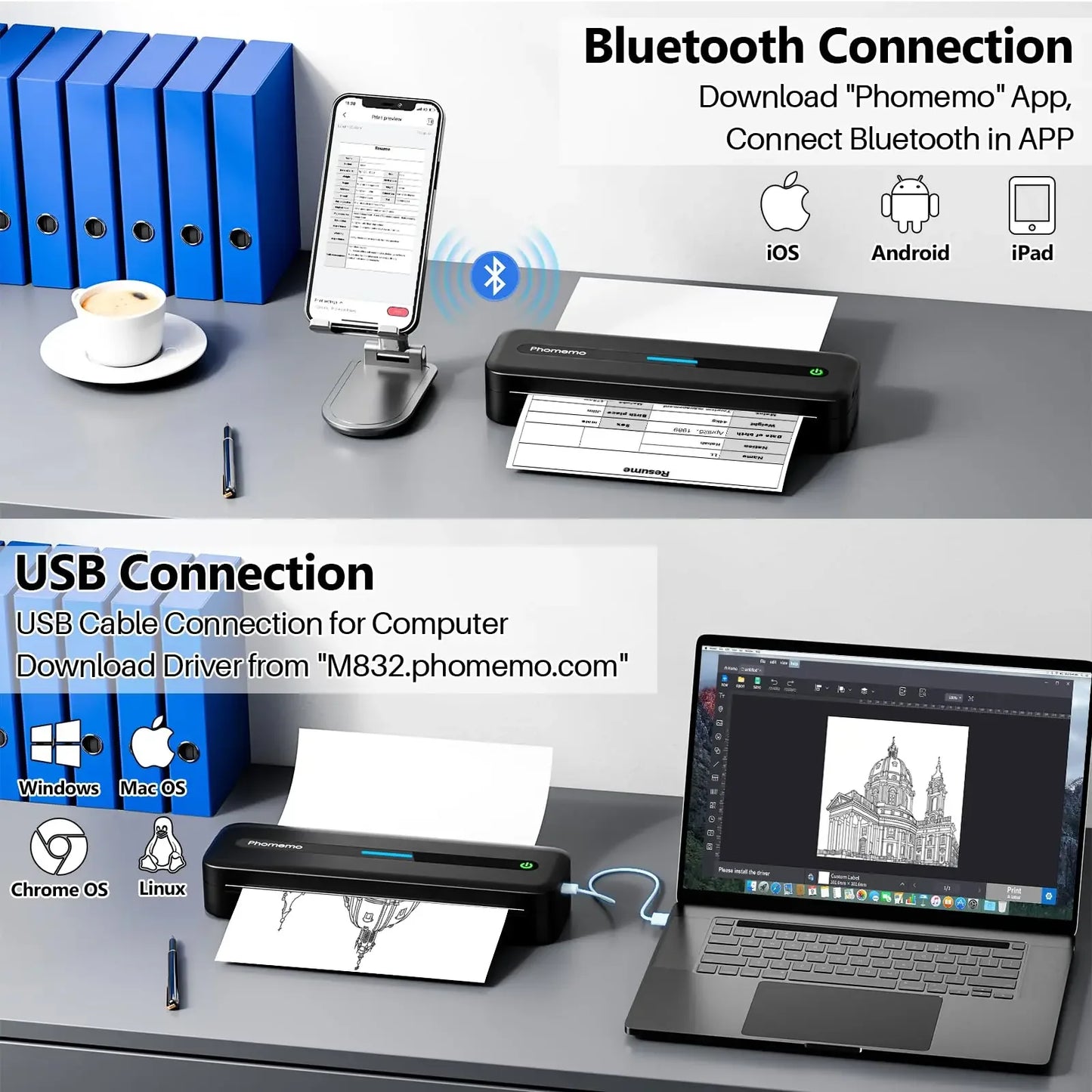 M832 Inkless  Portable Thermal Printer 